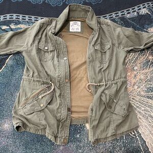 Made by Johnny Olive Green Utility Anorak Jacket Women’s Large Full Zip Y2K